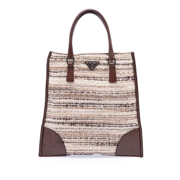 Prada Handbags - Pre-Loved Prada Vitello Trimmed Tweed Flat Tote